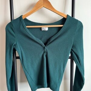 Hollister Teal Long Sleeve Ribbed Top
